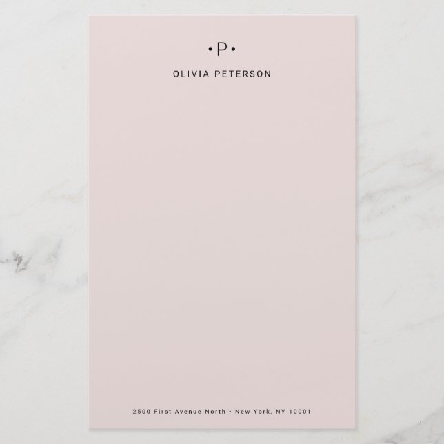 Chic und Minimal Monogramm| Blüte Briefpapier (Vorderseite)
