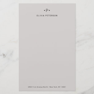 Chic und Minimal Monogramm  Grau Briefpapier