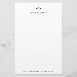Chic und Minimal Monogramm| Schwarz und Weiß Briefpapier
