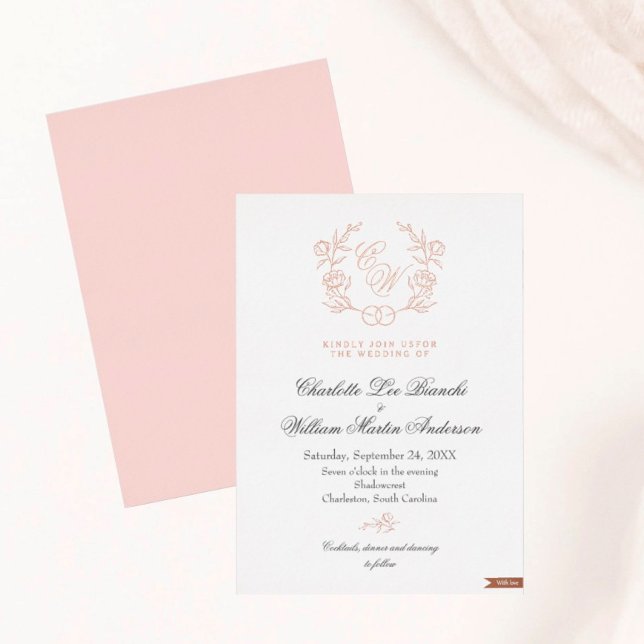 Chic und Romantic Blush Pink Hochzeit Folieneinladung (Von Creator hochgeladen)