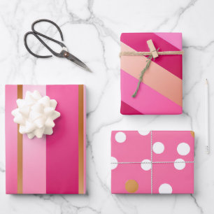 Chic und stilvoll Rosa und Gold Geschenkpapier Set