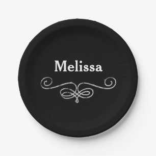 Chic und stilvoll Schwarz und Silber Pappteller