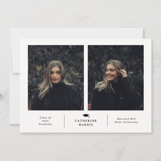 Chic und stilvoller Foto Abschluss Ankündigung (Vorderseite)