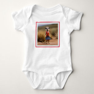 Chic und Stylish: Meerkat Girl in Skirt und Jacket Baby Strampler
