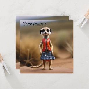Chic und Stylish: Meerkat Girl in Skirt und Jacket Einladung