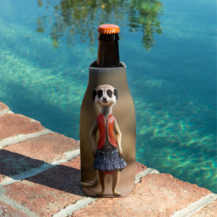 Chic und Stylish: Meerkat Girl in Skirt und Jacket Flaschenkühler