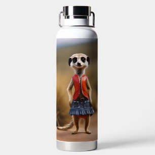 Chic und Stylish: Meerkat Girl in Skirt und Jacket Trinkflasche