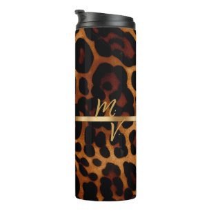 Chic und trendy Mit Monogramm Leopard Print Thermosbecher