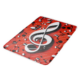 Chic und trendy Red White and Black Clef Notes Badematte