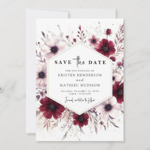 Chic Unique Burgundy Wedding Save The Date