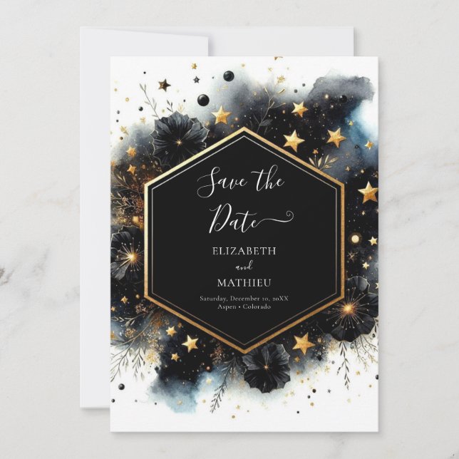 Chic Unique Celestial Wedding Save The Date (Vorderseite)