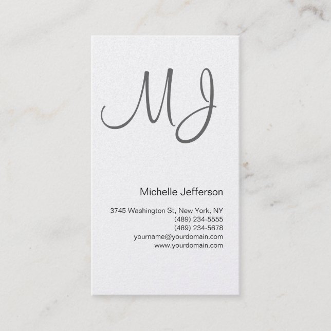 Chic Unique Monogram Business Card Visitenkarte (Vorderseite)