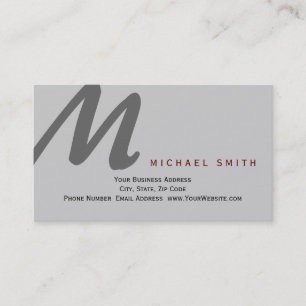 Chic Unique Monogram Gray Business Card Visitenkarte