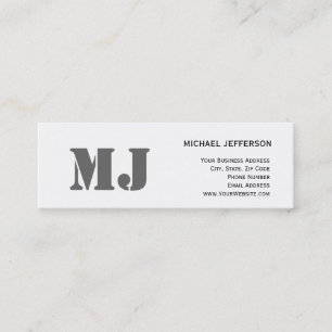 Chic Unique Monogram Gray White Business Card Mini Visitenkarte