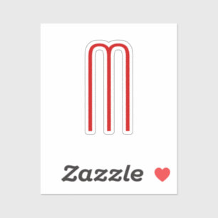 Chic Unique Monogram Red White Schlicht Simple Aufkleber