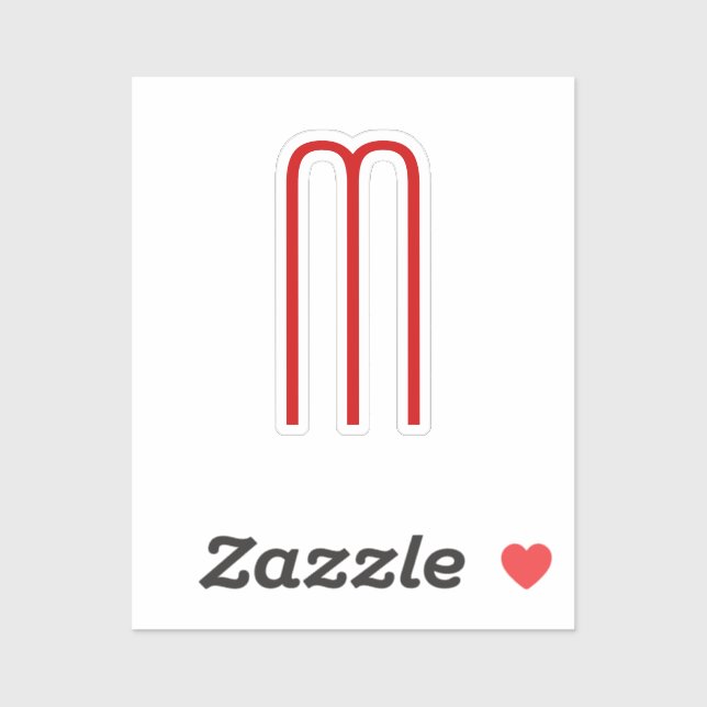 Chic Unique Monogram Red White Schlicht Simple Aufkleber (Blatt)