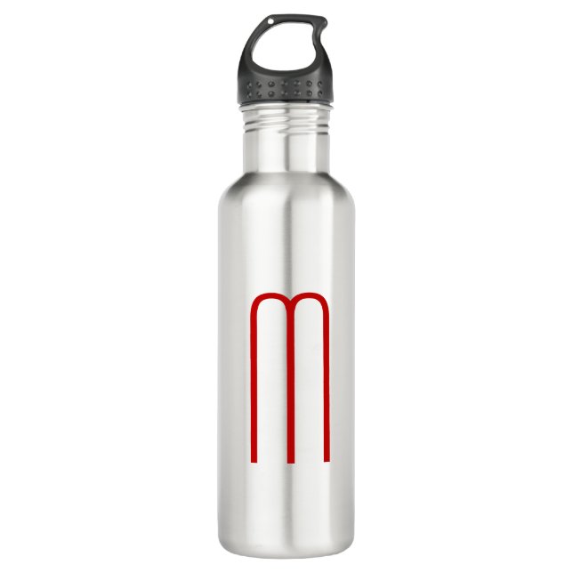 Chic Unique Monogram Red White Schlicht Simple Edelstahlflasche (Vorderseite)
