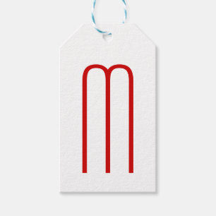 Chic Unique Monogram Red White Schlicht Simple Geschenkanhänger