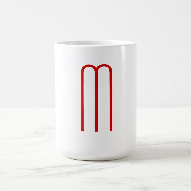 Chic Unique Monogram Red White Schlicht Simple Kaffeetasse (Mittel)