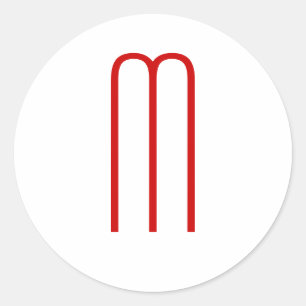 Chic Unique Monogram Red White Schlicht Simple Runder Aufkleber