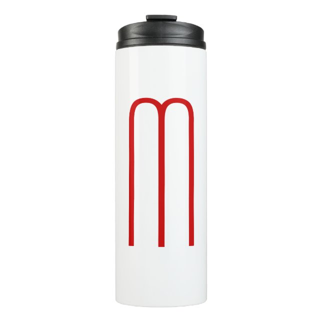 Chic Unique Monogram Red White Schlicht Simple Thermosbecher (Vorderseite)