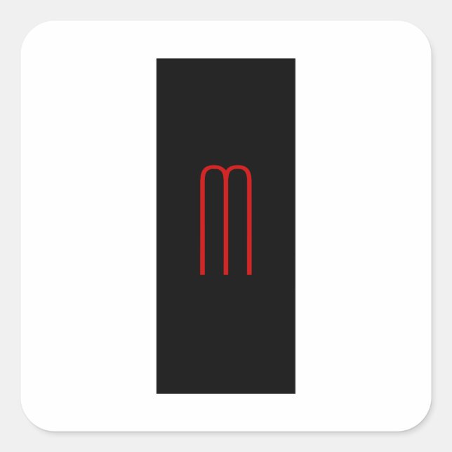Chic Unique Monogram Schwarz-weiß Schlicht einfach Quadratischer Aufkleber (Vorderseite)