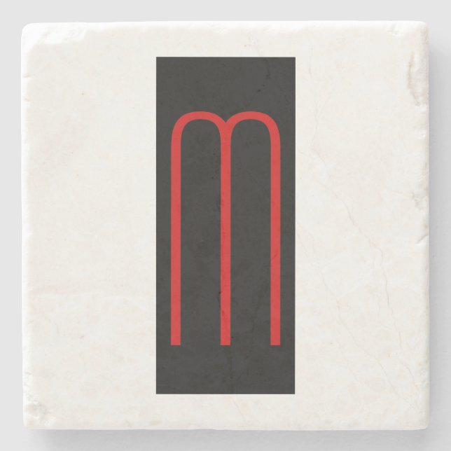 Chic Unique Monogram Schwarz-weiß Schlicht einfach Steinuntersetzer (Vorderseite)