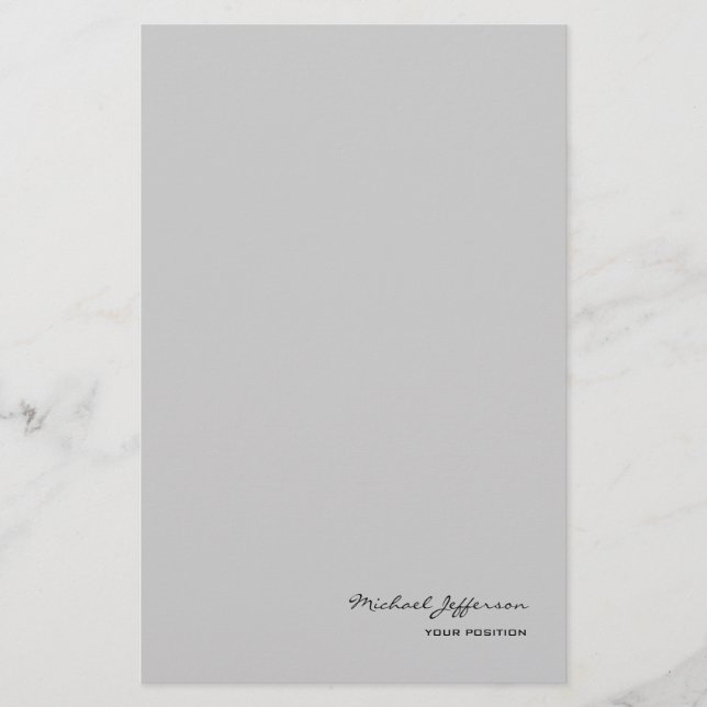 Chic Unique Script Calligrafy Name Grau Briefpapier (Vorderseite)