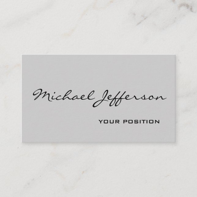 Chic Unique Script Gray Business Card Visitenkarte (Vorderseite)