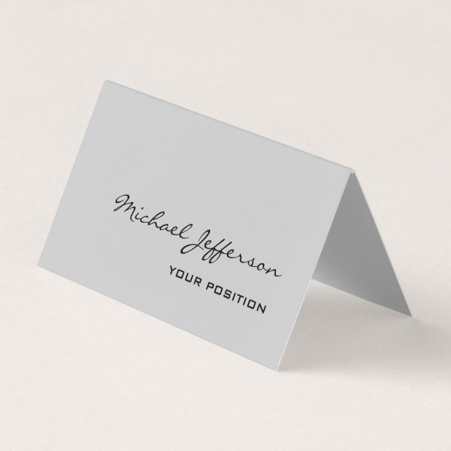 Chic Unique Script Gray Business Card Visitenkarten (Vorderseite)