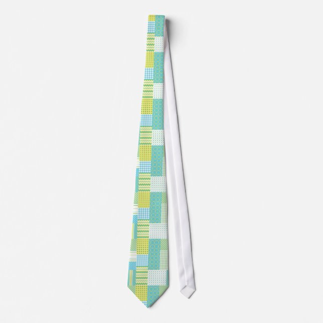 Chic Unisex Necktie: Affodils, Imitate-Patchwork Krawatte (Vorderseite)