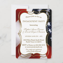Chic USA Flag Gold Engagement Party Einladung