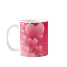 Chic Valentine Pink Hearts Red Name Monogram Tasse