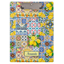 Chic Vase Mediterrane Orangenfliesen Monogramm