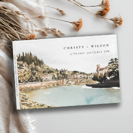 Chic Verona Adige Fluss Italy WasserfarbenWedding Gästebuch