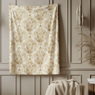 Chic Verziert Ivory Damask Subtile Watercolor Moti Fleecedecke