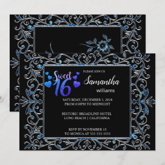 Chic Verziert Silver Sweet 16 Einladung