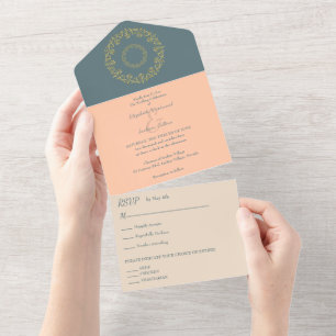 Chic Vibes Gold Wedding All In One Einladung