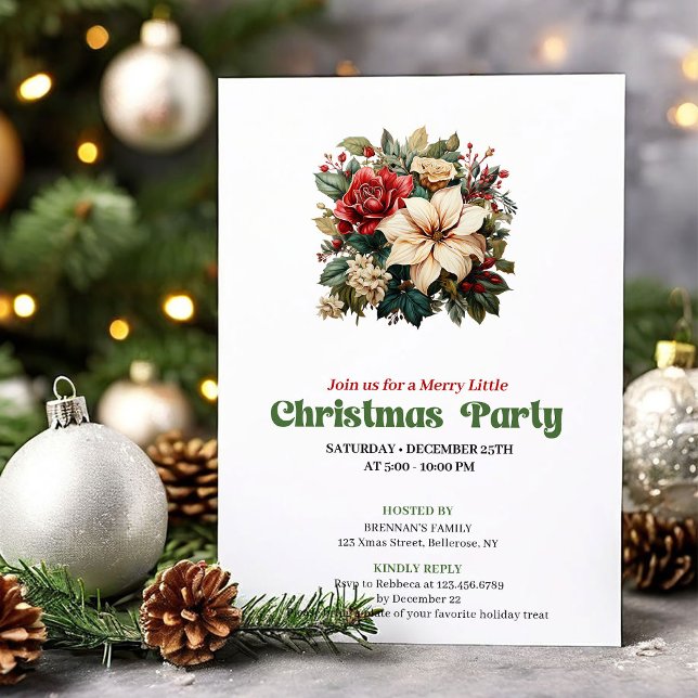 Chic Victorian Christmas flowers party invitation Einladung (Chic Victorian Christmas angel party invitation

)