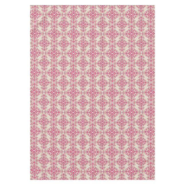 Chic Viktorianisch Style Floral Damask Muster Pink Tischdecke (Vorderseite)
