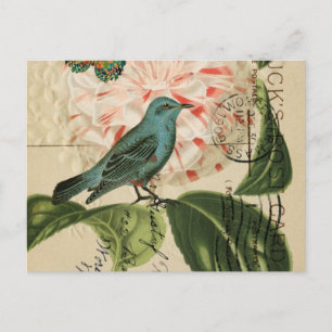 Chic Vintag Bird camellia französische botanische  Postkarte