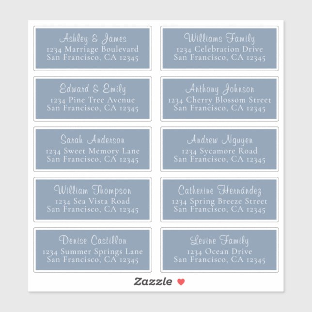 Chic Vintag Blue Wedding Guest Address Labels (Blatt)