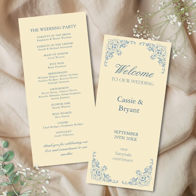 Chic Vintag Butter Yellow Classic Wedding Program (elegant butter yellow wedding program cards for vintage classic old money southern charm events)