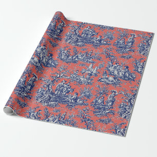 Chic Vintag coral rosa toile de jouy bedruckt Geschenkpapier