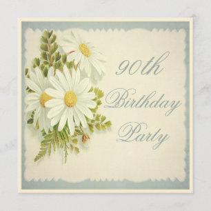 Chic Vintag Daisies 90. Geburtstag Einladung