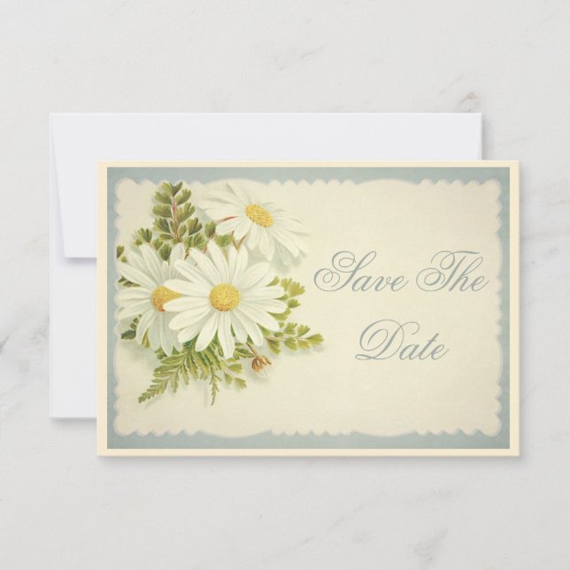 Chic Vintag Daisies Save the Date 80. (Vorderseite)