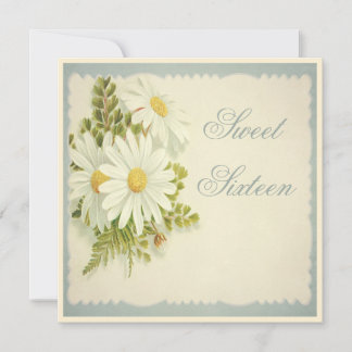 Chic Vintag Daisies Sweet 16 Einladung