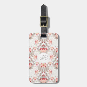 Chic Vintag Floral Pattern Damask Monogram L Tag Gepäckanhänger