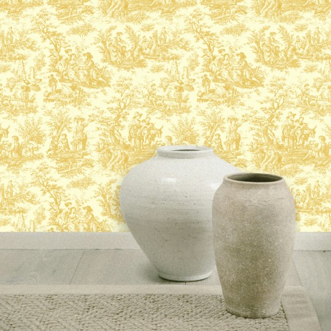 Chic Vintag-gelbe Jouileie gedruckt Tapete (Von Creator hochgeladen)