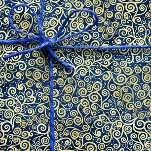 Chic Vintag Gold Wirbel Muster Luxury Navy Blue Seidenpapier
